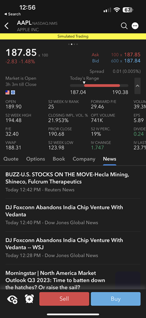 The Company Information and News on the iPhone. 